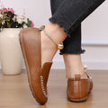 women's plus size round toe loafers - leather slip-ons, versatile casual moccasins