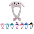 Matching family plush hat - cartoon rabbit with moving ears & airbag pressing - glow-in-the-dark night market trending style
