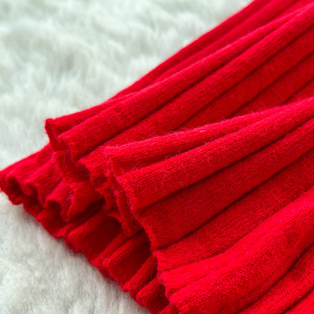Frenchniche styleclassy sense of wood ear patchworklong sleevesknittingdress women's autumslimslimming look hip wrap long skirt