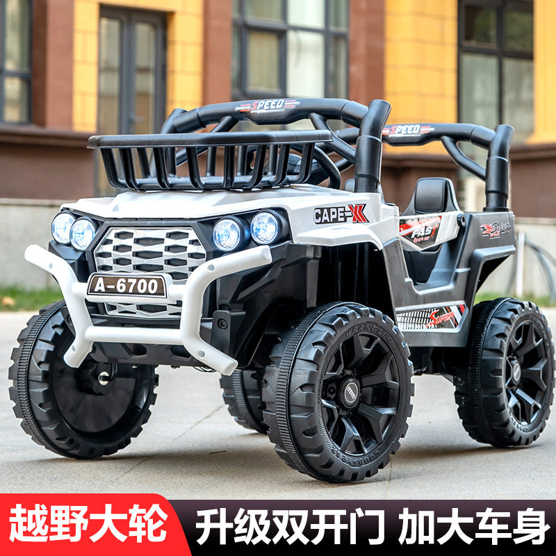 New children's electric car four-wheel car with remote control baby toy car charging can sit and swing the stroller