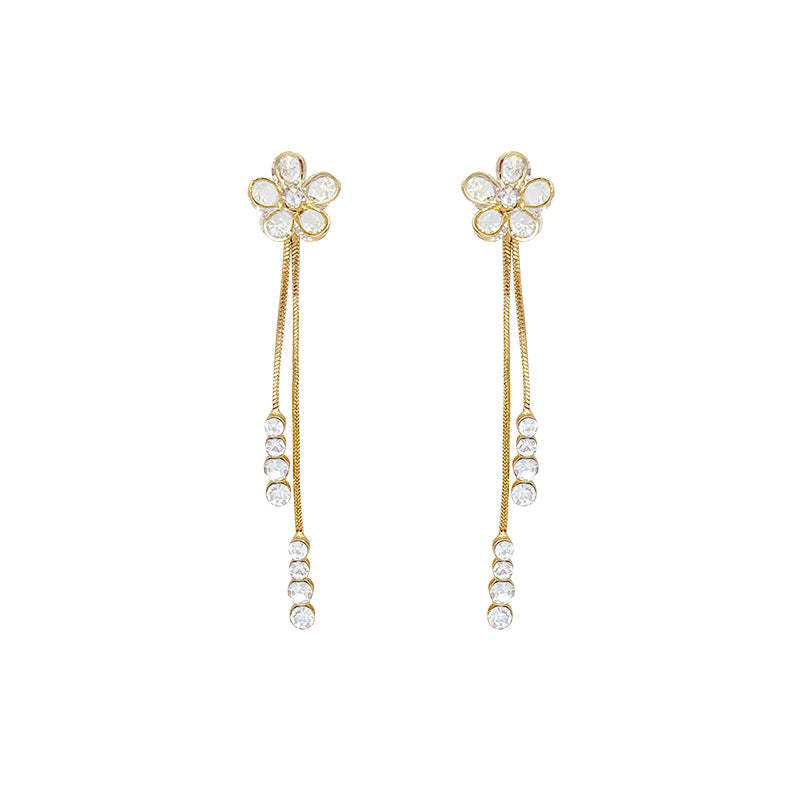 Two-wear earrings: exquisite zircon flower tassel earrings for women - stylish, elegant, and luxurious long earrings