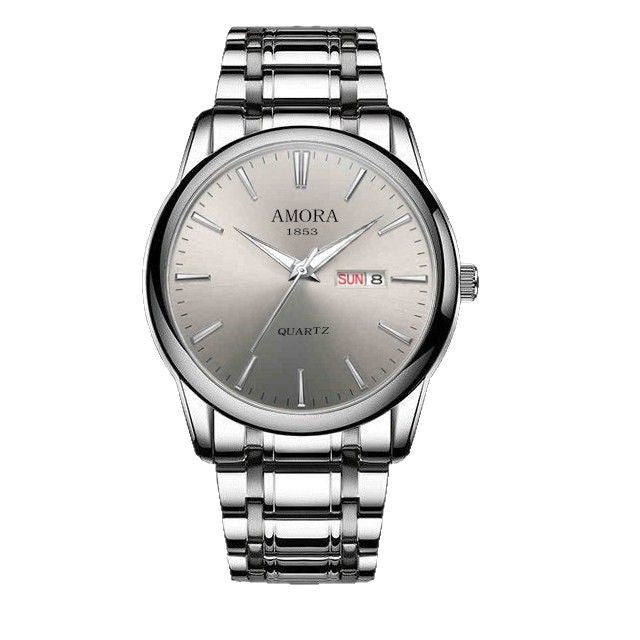 Xiangshiman gold steel watch - stainless steel waterproof quartz watch for middle-aged and elderly men - fashionable men's wristwatch with 2035 movement