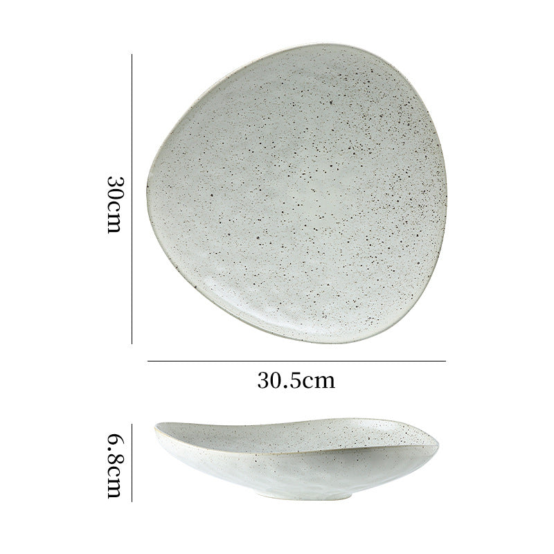 Personalized ceramic retro stoneware ceramic tableware triangular dessert plate restaurant hotel business ceramic salad plate