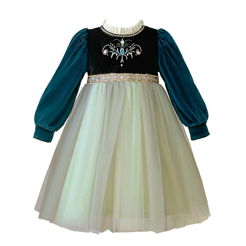 Girls' dress  spring new style chic baby girl birthday dress frozen queen anna princess dress