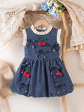 new european and american style girls' chic bowknot washed denim dress - baby & toddler dress
