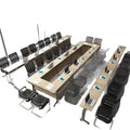 Foldable training table conference desk chair set - mobile, modular, multi-functional office tutoring desk - long double desk