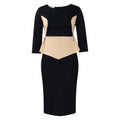 D531 european and american women's clothing  autumn/winter new fashion elegant color block office lady bodycon mini dress - export quality
