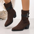 plus sizefall and winternew best selling round toe thick heel slimming look british style women's easiest for match soft bottom buckle bootscasual