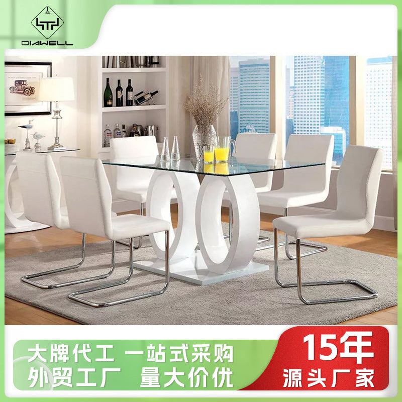 Personalized export tempered glass dining table and chairs transparent rectangular dining table glass dining table