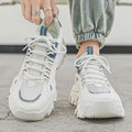 Men's winter mesh breathable youth sports anti-slip casual shoes thick sole height increasing running white dad shoes trendy sneakers