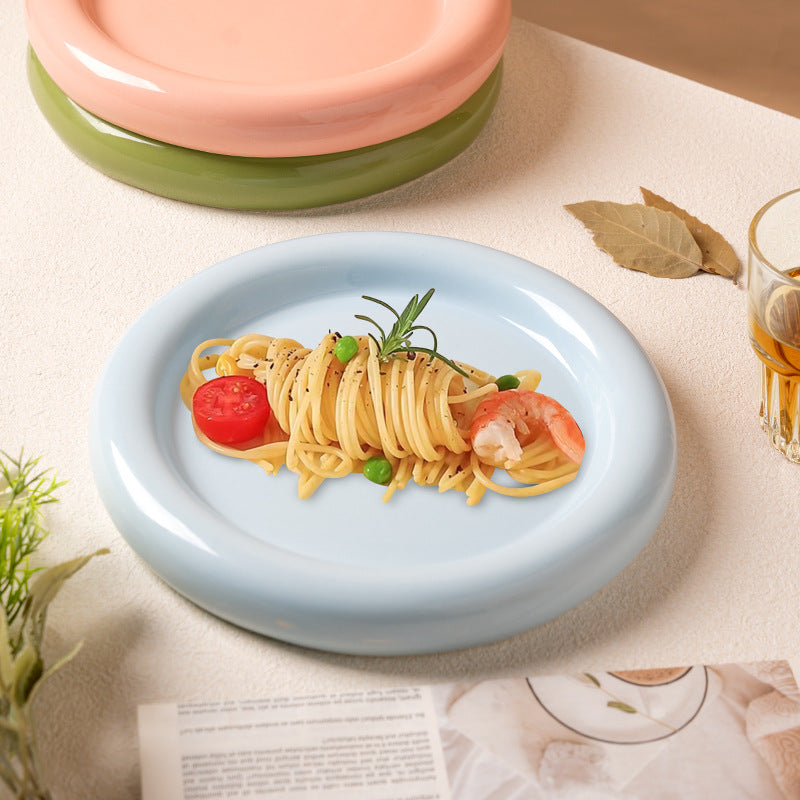 Minimalist & chic donut ceramic steak plate - high-end, aesthetic, and creative serving dish for restaurants & hotels - perfect for desserts & plating