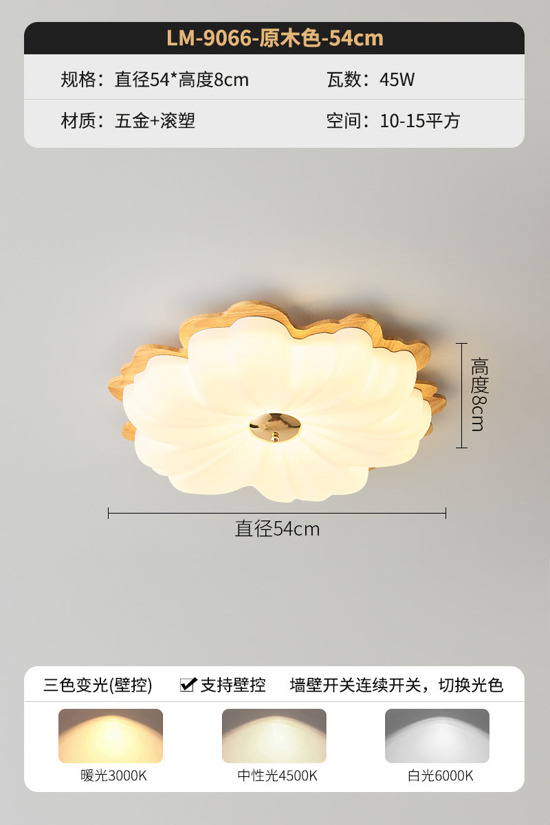 Walnut bedroom ceiling light medium antique solid wood petals full spectrum eye protection super bright book room children's room light
