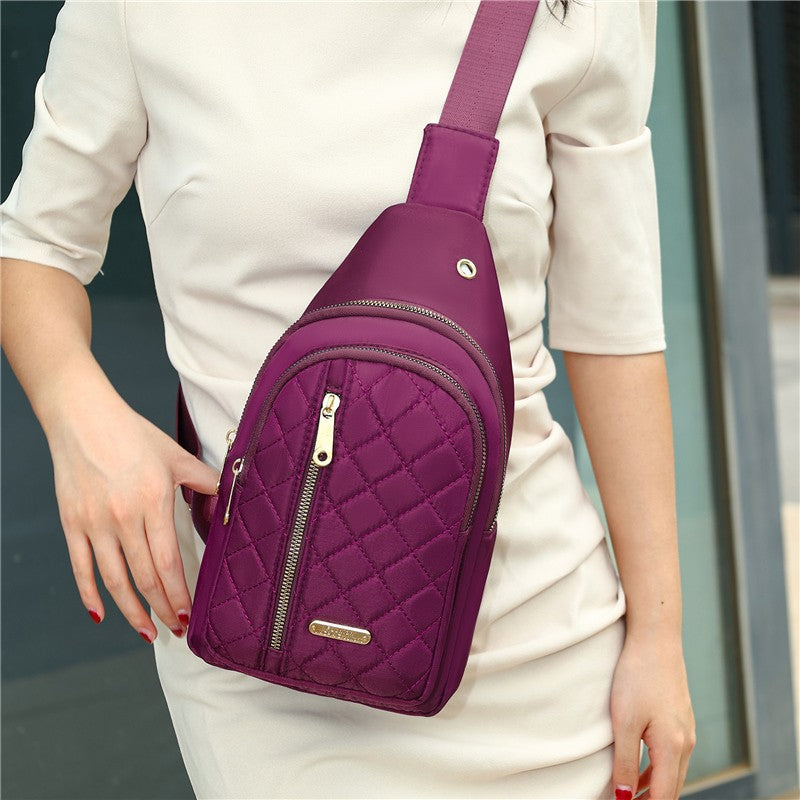 Foreign trade women's bag outdoor versatile fashion breast bag multi-layer embroidery thread Korean version shoulder bag portable travel commuter messenger bag