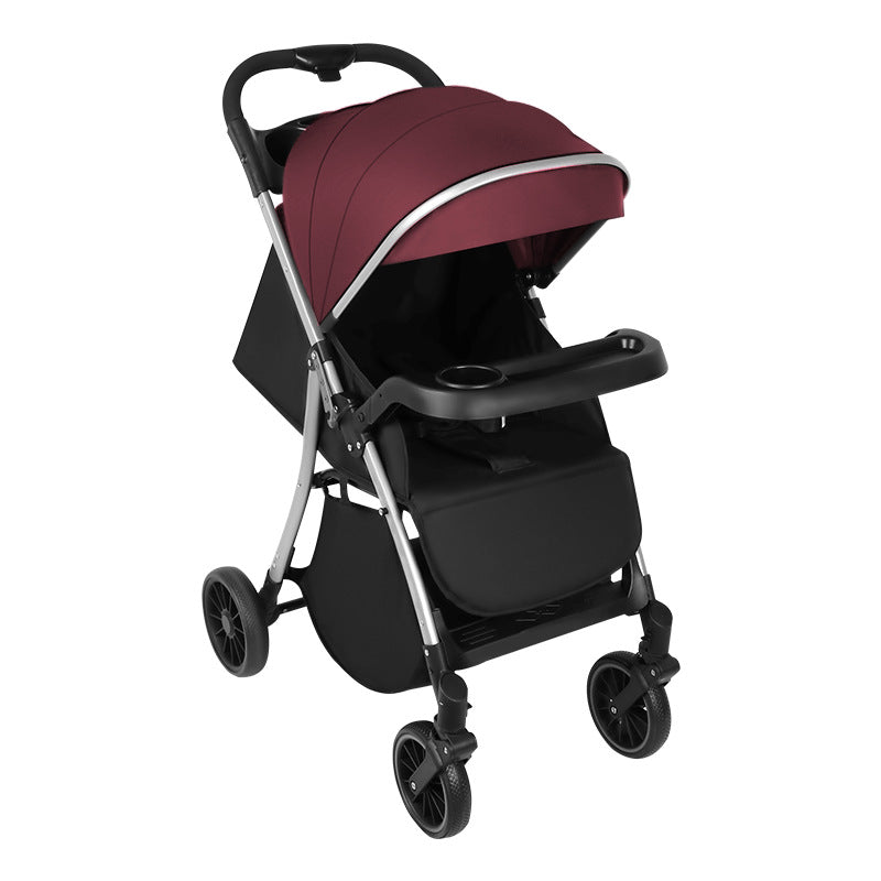 Baby stroller - reclining, multi-functional, one-click fold, lightweight, high-view, heavy-duty shock absorption