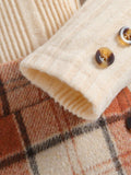 autumn new arrival: mock neck princess sleeve top + plaid skirt two-piece set
