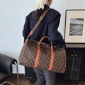 Travel bag for women, short-distance satchel, large-capacity business trip luggage bag, shoulder cross-body boston printing pillow bag for women