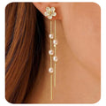 New amazon cross-border versatile alloy flower pendant earrings - minimalist styling accessories, elegant and creative stud earrings for women