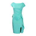 D246 in-stock   summer new arrival solid color ruched ruffle slit bodycon professional european and american style dress