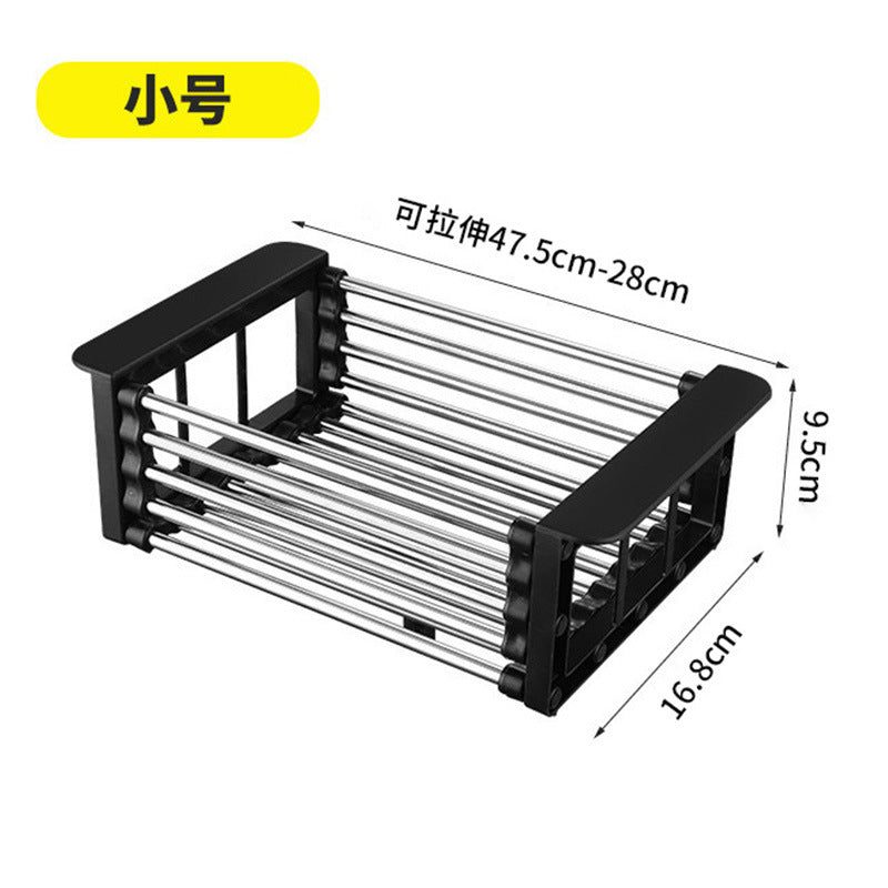 Sink Drain Basket Retractable Vegetable Basin Kitchen Washing Water Vegetable Filter Basket Household Dish Rack Dish Storage Rack