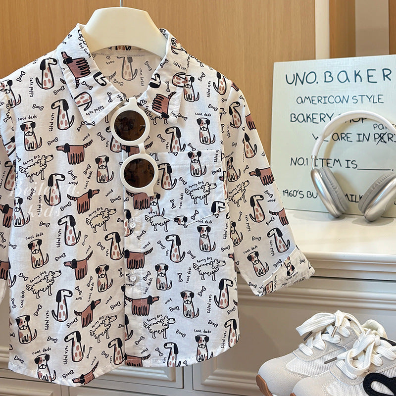 Kids' long-sleeve shirt: new spring/autumn collection - boys' cotton polo shirt, toddler cartoon outerwear, children's clothing