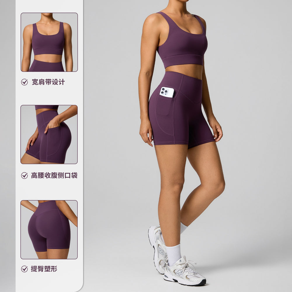 European and american cross-border women's high-waisted tummy control shaping activewear set - running compression quick-dry yoga outfit