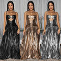 C7523 cross-border   fashion women's sexy camisole elegant prom sparkly dress