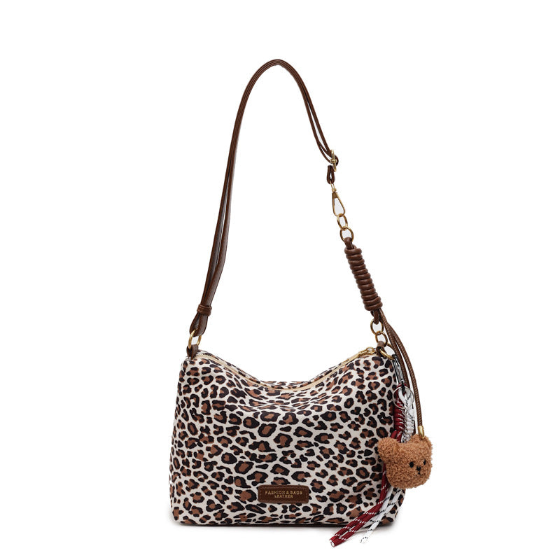 2025 new design leopard print shoulder & crossbody bag - large capacity tote bag - vintage effortless style fashion handbag