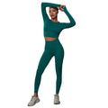 New solid color knitted peach lift tight yoga leggings set - seamless fitness activewear for women, perfect for running and yoga