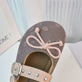 Vancahao girls' bow princess shoes,  spring/summer new korean style children's softwood toe sandals, birkenstock-style shoes