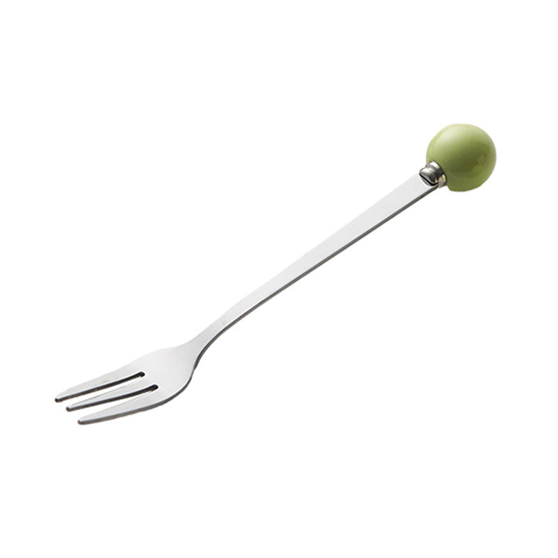 Accessible luxury ceramic ball fruit fork for home stainless steel spoon multi-purpose dessert spoon good-looking glazed pastry fork