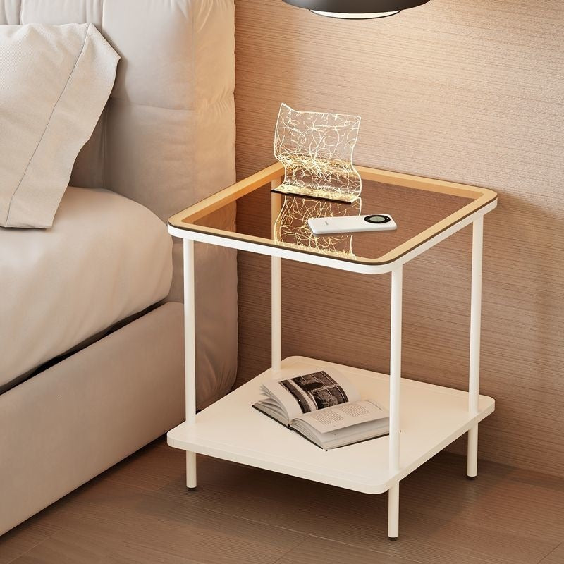Small apartment simple accessible luxury coffee table bedside table square corner table metal frame small side table sofa side small table