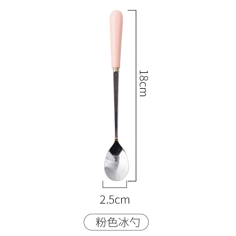 stainless steel tableware spoon, stirring spoon, long-handled soup spoon, household children's spoon, western food dessert coffee spoon wholesale