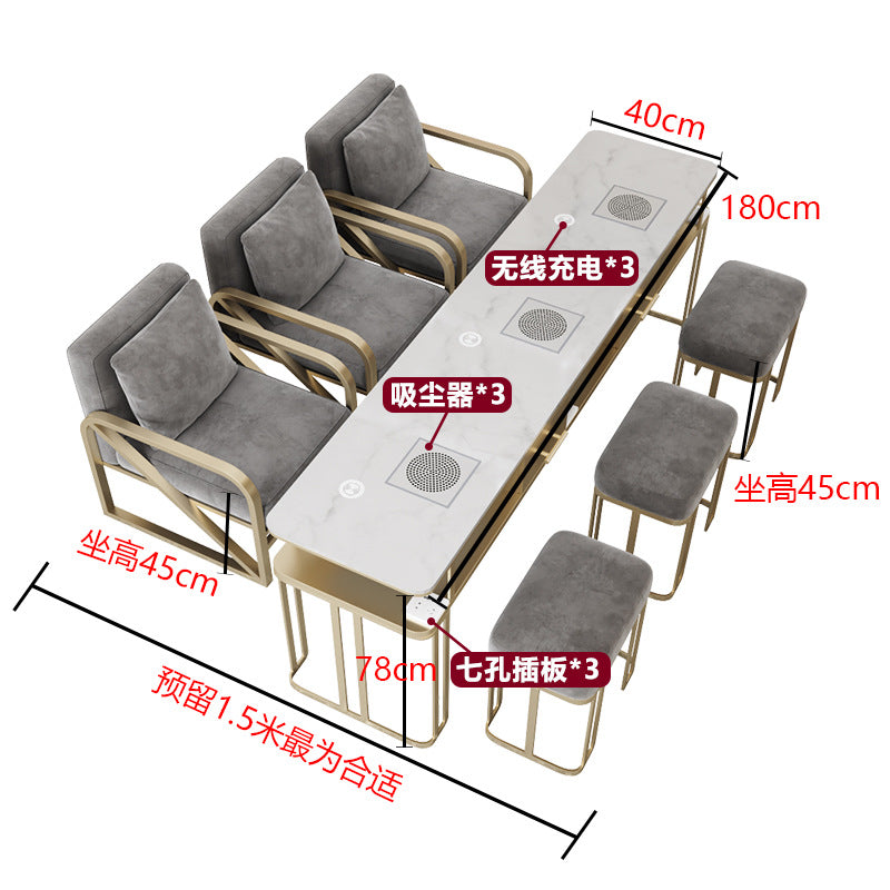 Widened 45cm marble nail table and chair set - special offer! economical single/double, light luxury, multi-functional, odorless, carbon steel with baked enamel finish