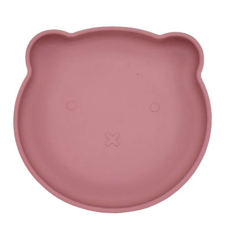Wholesale baby and maternity products, divided children's training tableware set, baby food supplement bear plate, baby silicone dinner plate
