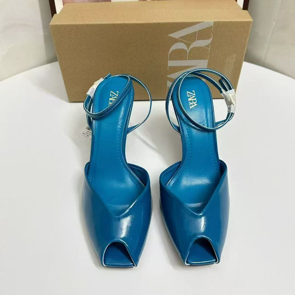 Za spain 2025 new summer women's shoes peep toe square toe elegant mary jane shoes elegant work clothing thin heel women