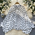 Export royal sister fashion style topsblousefashionbows strap lantern sleeves polka dot lantern sleeves shirt