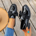 Export cross-border large size small leather shoes  new bow shoes slip-on loafers   dropshipping