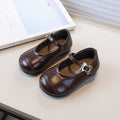 Vancahao girls' black leather shoes,  spring/autumn new korean style, kids' fashionable flats, toddler shoes