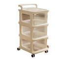Household snack cart storage rack mobile multi-layer floor-standing drawer organizer toy storage shelf living room cream