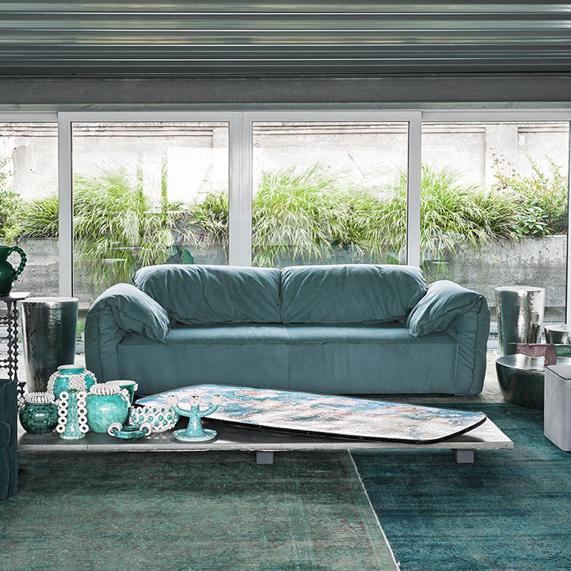 Foshan furniture little elephant ear leather sofa italian normcore living room straight row down genuine leather lazy fabric sofa