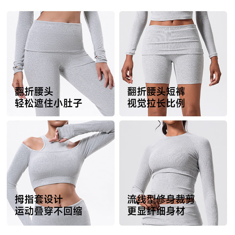 autumn style easiest for daily running and fitness wear women's sports pilates sports t-shirt high waist hip lifting yoga wear
