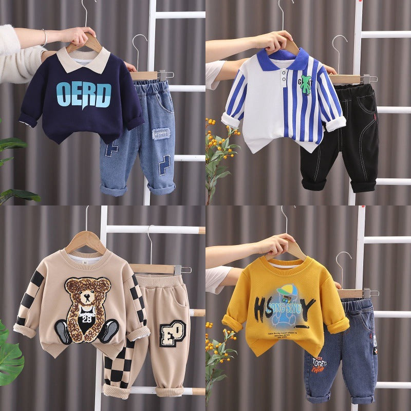 Boys' cool & stylish outfit set -  new arrival: trendy streetwear for baby boys, fashionable kids' hoodie set - wholesale available