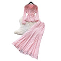 French chic v-neck embroidered beaded lace two-piece set - women's autumn commute slim-fit high-end elegant outfit