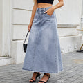 fashion spring/summer new arrivals: high-waisted denim skirt for women - trendy, loose fit, pocket detail, midi length - perfect for