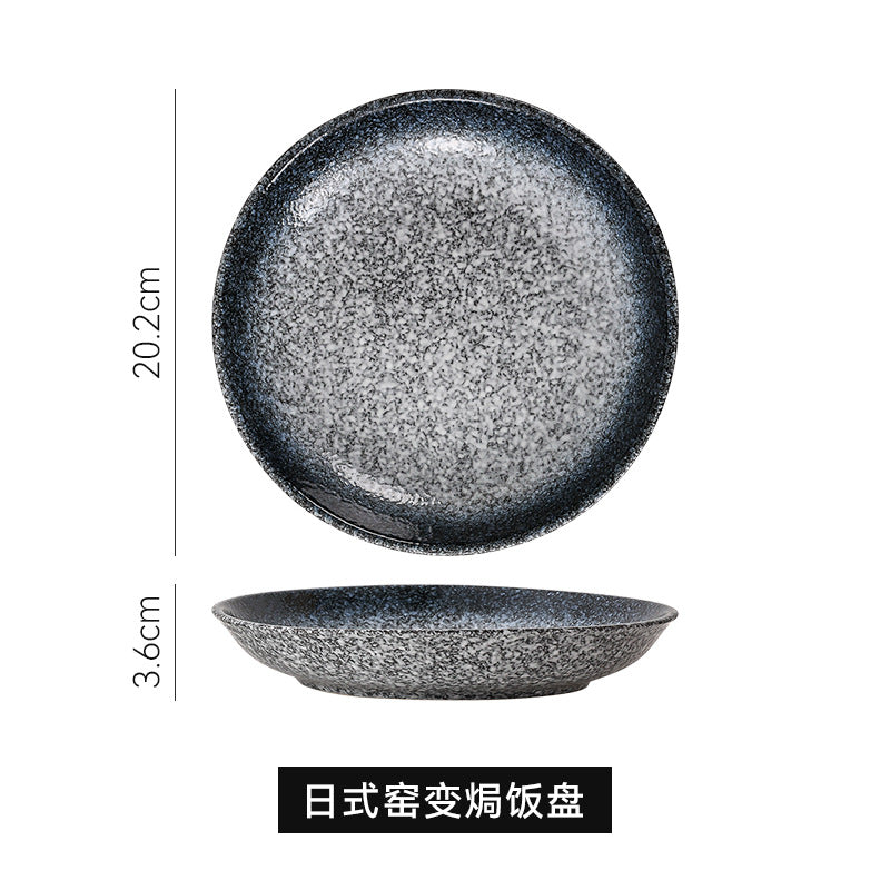Japanese-style creative ceramic tableware set - includes breakfast bowls, ramen bowls, and retro ceramic fruit/salad bowls