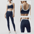 new arrivalfake two-piececontrast color white striped hip lifting pants suspender running sports intimates bra yoga suit