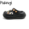 Bone white bouquet puff shoes flower clogs thick sole 6cmclassystereo spring and summer new arrival beach shoes outwear