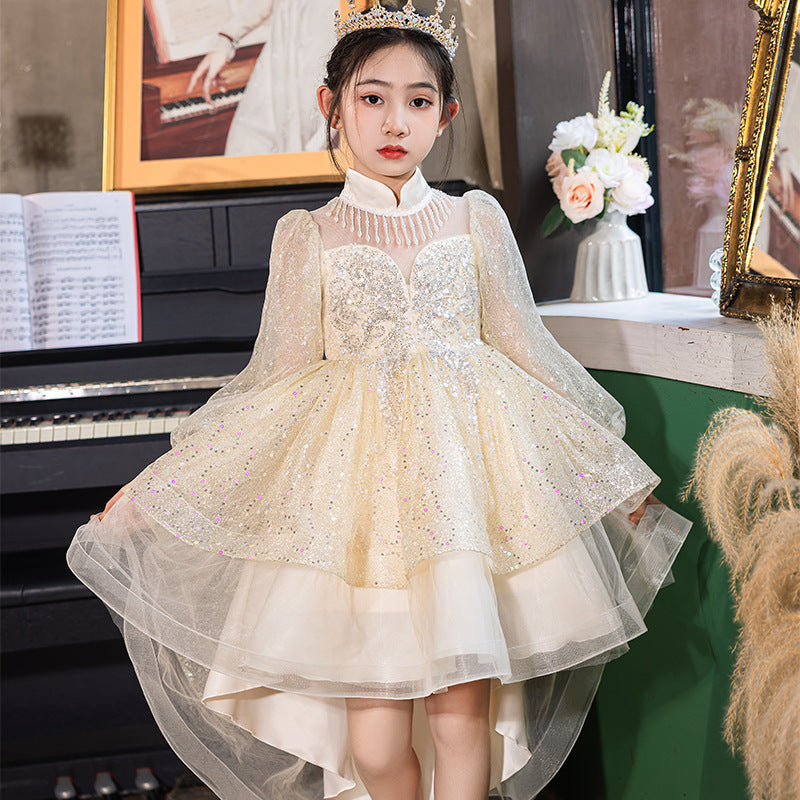 Girls' formal dresses princess gowns cross-border e-commerce little girl train tulle performance tutu dress wholesale children's clothing