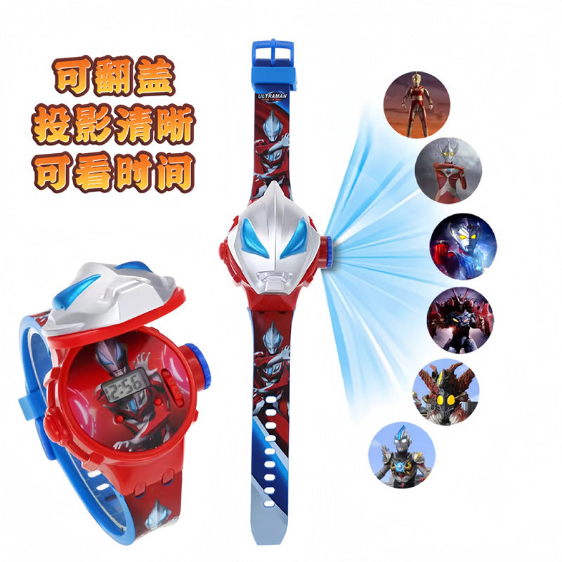 Ultraman kids' toys cartoon hero light-up projector zero tiga geed electronic watch student gift