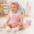 Newborn baby girl's lightweight summer romper - floral print, pure cotton, short-sleeve, snap-crotch bodysuit